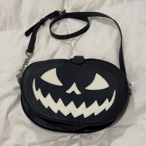 Black and White Pumpkin Face Crossbody Bag